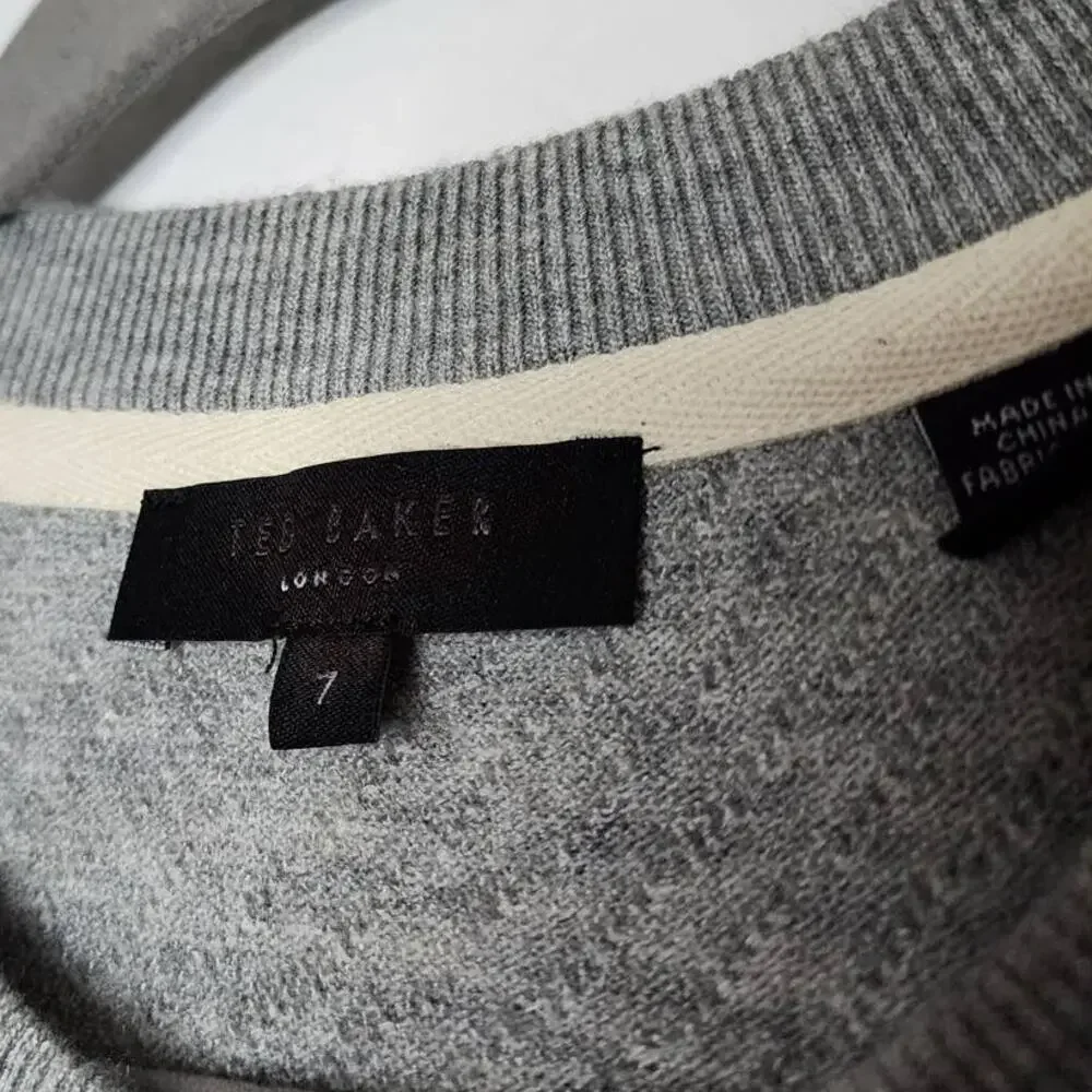 Ted Baker Knares Long Sleeve Textured Crew Neck Jumper Gray Marl
